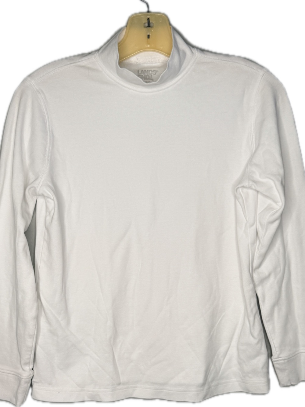 Land's End White Cotton Mock Turtleneck Top